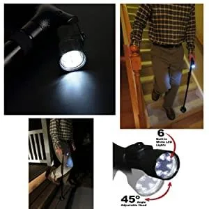 Folding Cane with Led Light Adjustable Canes and Walking Sticks for Arthritis Disabled and Elderly Black - product information 3
