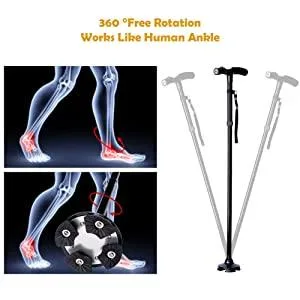 Folding Cane with Led Light Adjustable Canes and Walking Sticks for Arthritis Disabled and Elderly Black - product information 5