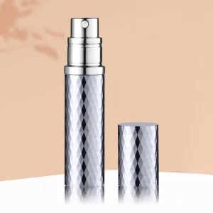 Aurdox Refillable Perfume Atomiser 5ml Travel-Sized Perfume Bottles Leaking Proof Bottom Pump without Funnel Elegant Portable Dispenser for Women and Men Dimond Design (Grey) - travel perfume atomiser