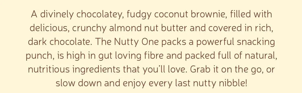 The Nutty One - A chocolatey, fudgy coconut brownie filled with delicious, crunchy almond nut butter.