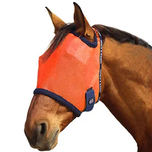 Harrison Howard All Round Mesh Horse Fly Mask UV Protective with Fleece Padded Edging Vibrant Orange M Medium (Cob) Vibrant Orange - image-6