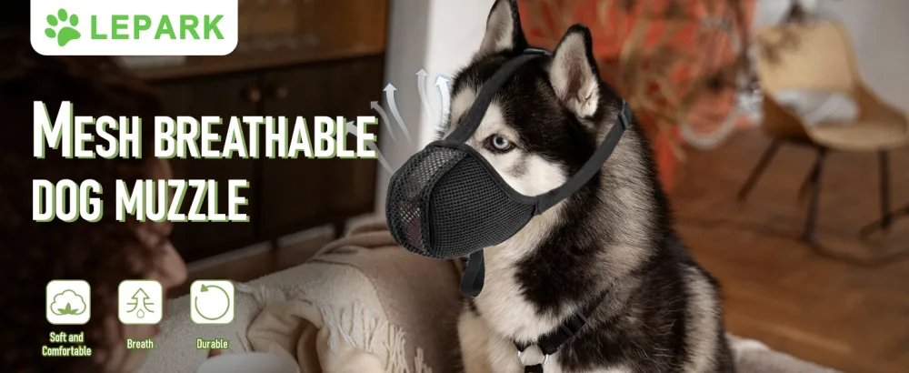 ILEPARK Dog Muzzle Soft Mesh Muzzle Comfortable & Breathable Prevent Eating Biting and Chewing Adjustable Fit for Small Medium Large Dogs(M Black) M Black - product information 1