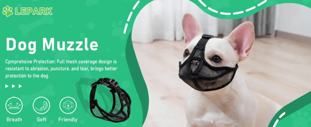 French Bulldog Muzzle Won t Cover Forehead Dog Muzzle for Short Snout Dog Adjustable Breathe Mesh Anti Bitting Chewing Barking (M Black) M Black - product information 1