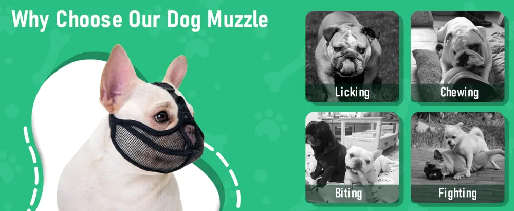 French Bulldog Muzzle Won t Cover Forehead Dog Muzzle for Short Snout Dog Adjustable Breathe Mesh Anti Bitting Chewing Barking (M Black) M Black - product information 6
