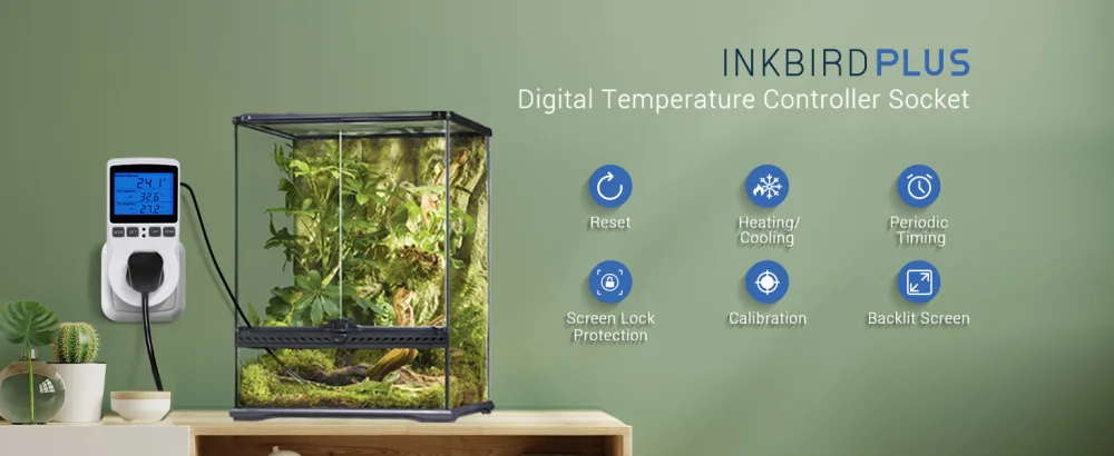 INKBIRD Thermostat Plug Socket Digital Temperature Controller Timer Outlet Timer Switch Plug with Sensor Probe Heating Cooling Mode for Reptile Greenhouse Home Fermentation UK Plug - Thermostat Plug Socket Temperature Controller Timer Outlet Heating Cooling Fridge Reptile Aquarium
