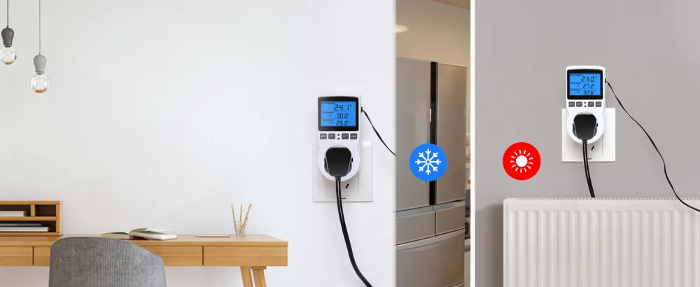 INKBIRD Thermostat Plug Socket Digital Temperature Controller Timer Outlet Timer Switch Plug with Sensor Probe Heating Cooling Mode for Reptile Greenhouse Home Fermentation UK Plug - Thermostat Plug Socket Temperature Controller Timer Outlet Heating Cooling Fridge Reptile Aquarium