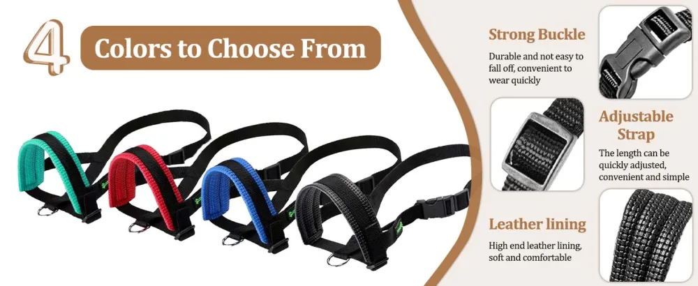 Nylon Soft Dog Muzzle for Dogs Prevent Anti Biting Barking and Chewing Adjustable Loop (XL Black) XL Black - product information 5