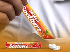 Halls Soothers 4 Cherry Flavour with Real Fruit Juice with A Liquid Centre for Little Moments of Refreshment - Sold by VR Angel - Peach and Raspberry
