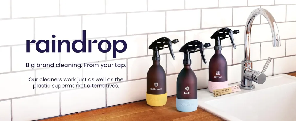 Raindrop Plastic Free Cleaning | 3x Bathroom Cleaning Refills | Just Add Water | Removes Limescale Soap Scum Bathroom Cleaning Refills 3x - Lemon - Raindrop Big brand cleaning. From your tap