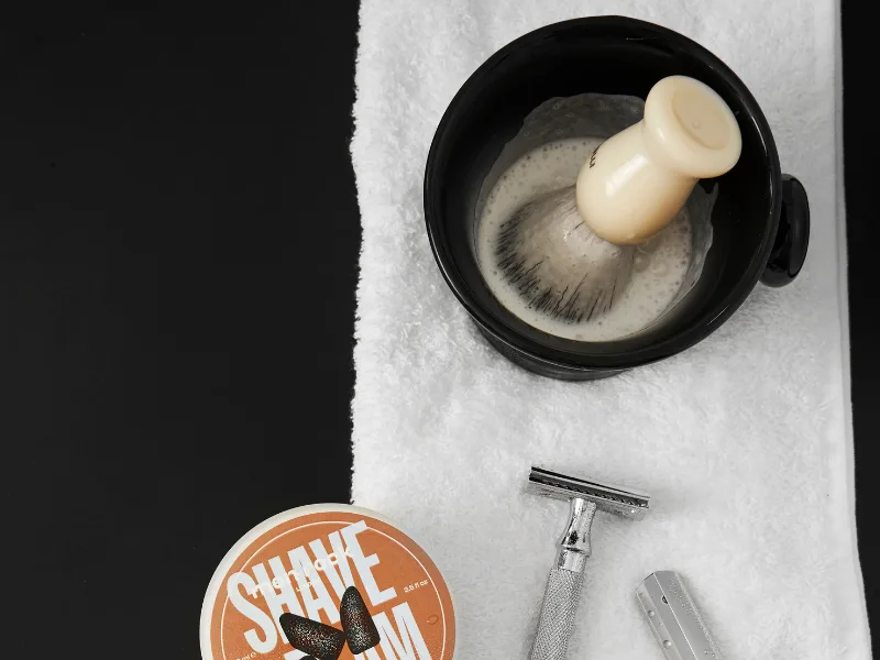 Men Rock Clear Drip Stand Hygenic and Practical Stand to Hold Shaving Brush Whilst Drying and Avoid Damage Adhesive Element to Stick to Bathroom Tiles or Cabinet Compact Design - shave brush, shave cream, shaving bowl