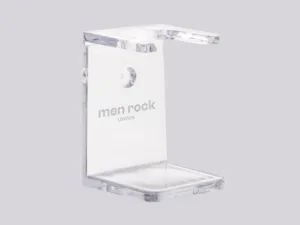Men Rock Clear Drip Stand Hygenic and Practical Stand to Hold Shaving Brush Whilst Drying and Avoid Damage Adhesive Element to Stick to Bathroom Tiles or Cabinet Compact Design - shaving brush stand holder, brush stand holder, shave brush stand, shaving brush holder