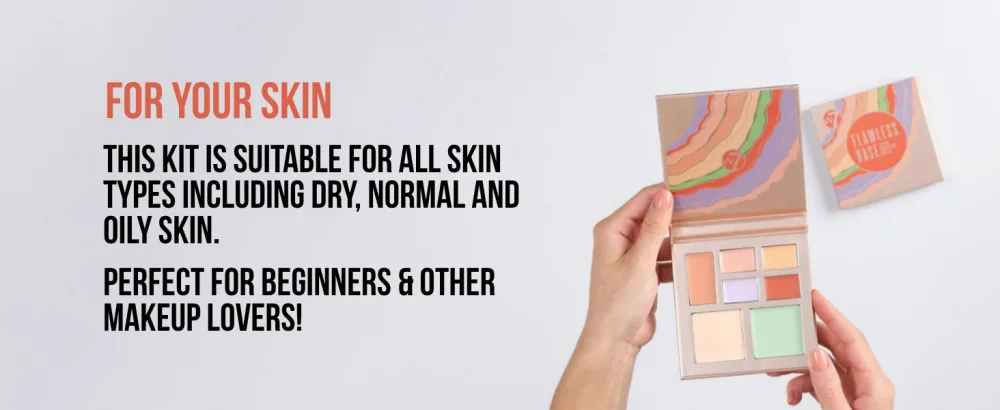 W7 Flawless Base Cream Colour Correcting Palette - 7 Shades to Improve Skin Discolouration & Imperfections - product information 5