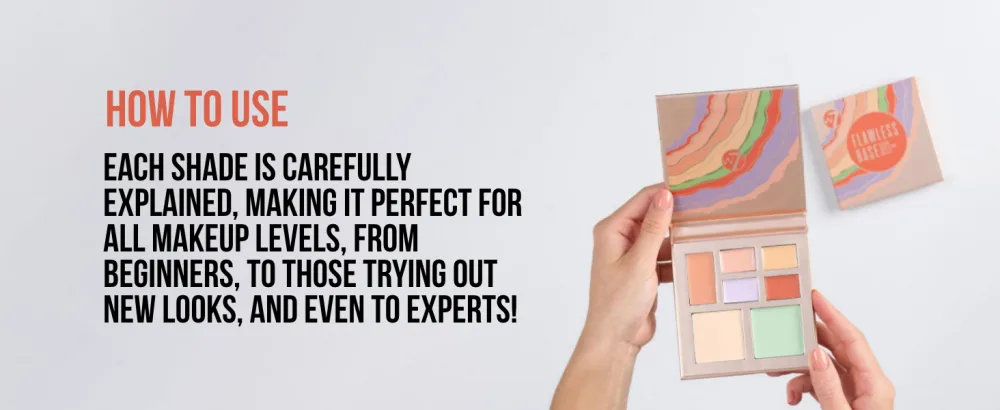 W7 Flawless Base Cream Colour Correcting Palette - 7 Shades to Improve Skin Discolouration & Imperfections - product information 6