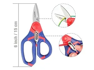 WORKPRO Electricians Scissors & Wire Cutter Stripper 2-in-1 Multi-Function Shears 152mm/6-inch Bi-Material Soft Handle - product information 5