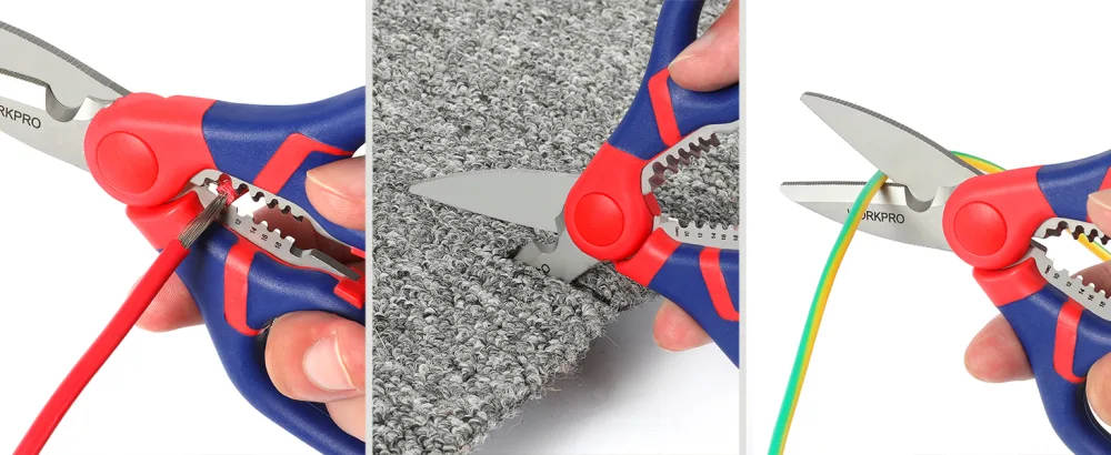 WORKPRO Electricians Scissors & Wire Cutter Stripper 2-in-1 Multi-Function Shears 152mm/6-inch Bi-Material Soft Handle - product information 6