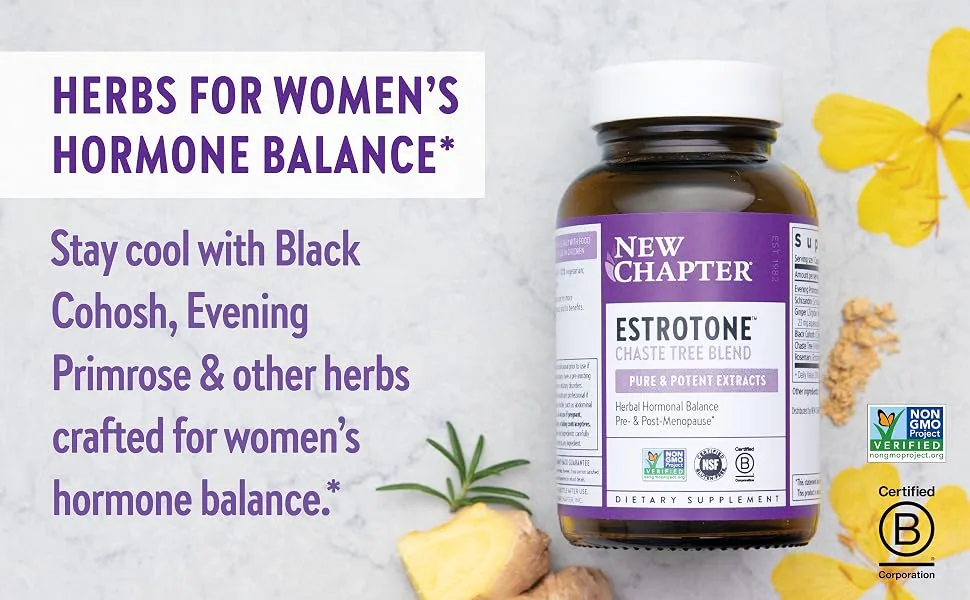 New Chapter Estrotone 60 Vegetarian Capsules - menopause supplement; menopause supplements; menopause relief; hot flash relief; night sweat relief