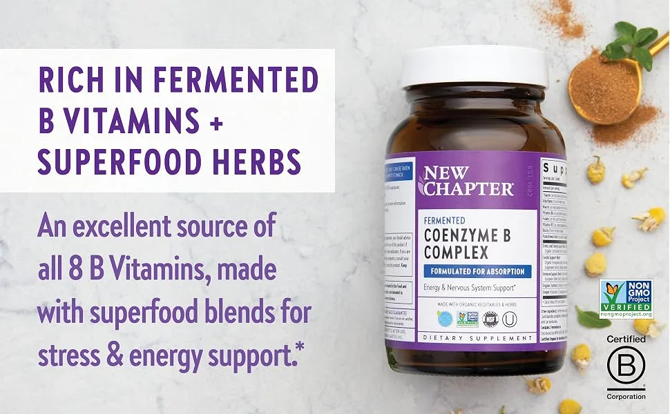 New Chapter Fermented Coenzyme B Complex 90 Vegetarian Tablets - b vitamins, b vitamin, vitamin b complex, biotin, vitamin b12, vitamin b6, energy supplement