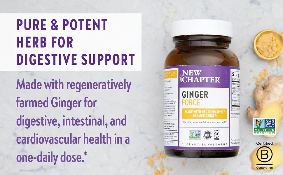 New Chapter Ginger Force 60 Vegetarian Capsules - ginger; ginger capsules; ginger supplement; ginger supplements; joint supplement; joint pain