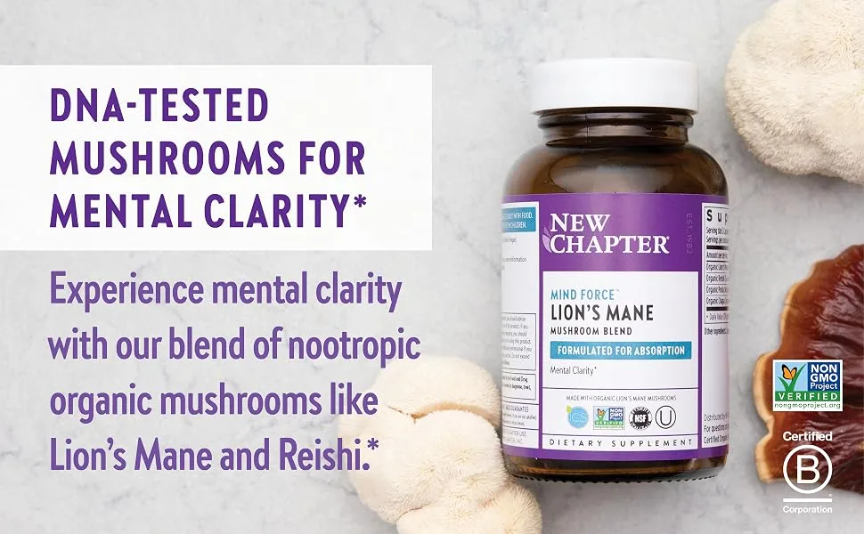 New Chapter Lion's Mane 60 Vegan Capsules - lions mane; lion