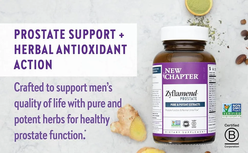 New Chapter Zyflamend Prostate 60 Vegetarian Capsules - prostate; prostate health; prostate supplement; prostate support; saw palmetto; selenium; saw palm