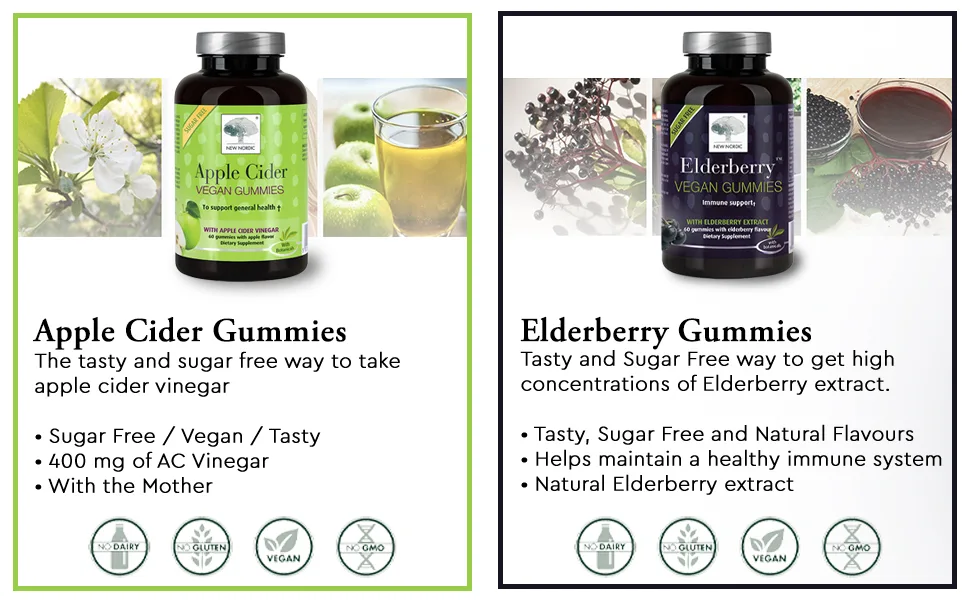 New Nordic Multi Vegan Gummies Orange Strawberry & Blueberry 120 Gummies - new nordic