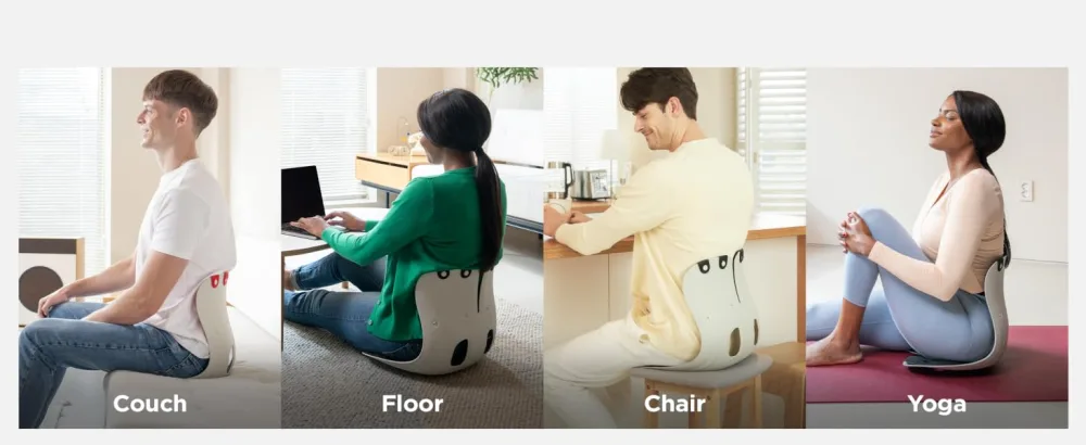 curble Grand, Ergonomic Back and Lumbar Support for Good Posture Correction and Back Pain Relief, Perfect for Office, Floor Seat, and Work from Home, Patented (Grey) - Grand_Anytime Anywhere