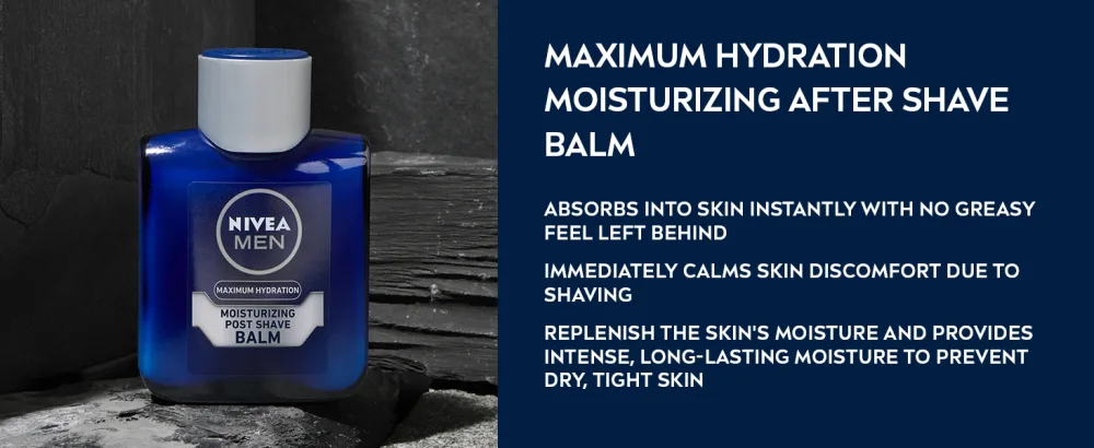 Nivea Men Maximum Hydration Moisturizing Post Shave Balm 3.3 fl oz (100 ml) - after shave for women, after shave liquid for men, after shave balm for men, after shave balm