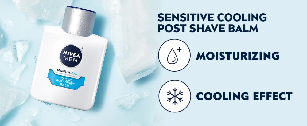 Nivea Men Sensitive Cooling Post Shave Balm 3.3 fl oz (100 ml) - after shave balm for men, after shave for women, after shave lotion for men, after shave lotion