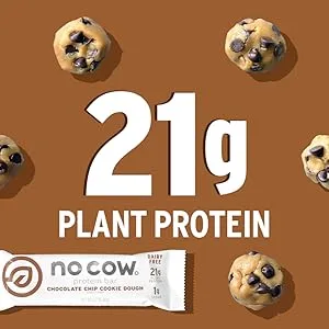 No Cow Protein Bar  Chocolate Chip Cookie Dough 12 Bars 2.12 oz (60 g) Each - High Protein