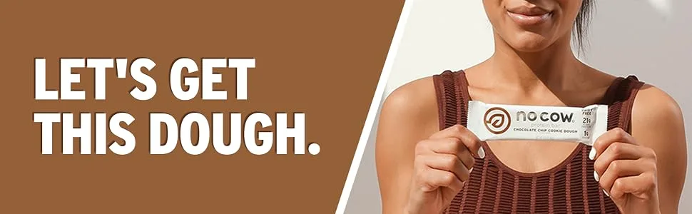No Cow Protein Bar  Chocolate Chip Cookie Dough 12 Bars 2.12 oz (60 g) Each - No Cow Chocolate Chip Cookie Dough