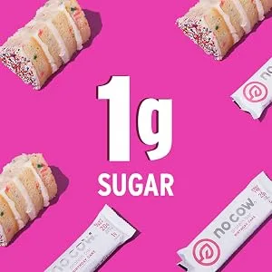 No Cow Protein Bar Birthday Cake 12 Bars 2.12 oz (60 g) Each - Low sugar