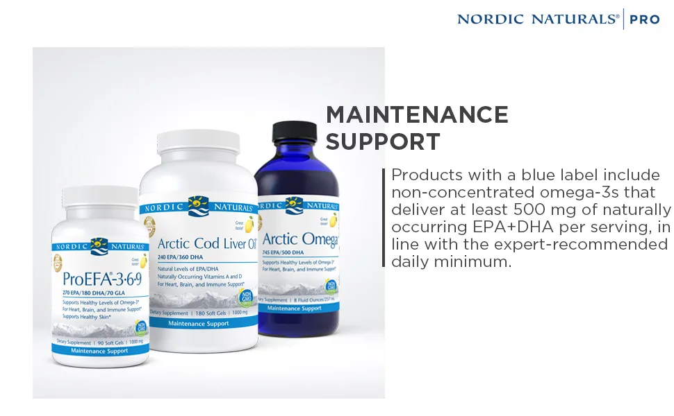 Nordic Naturals Arctic Cod Liver Oil Lemon 1000 mg 180 Softgels - Maintenance Support for non-concentrated omega-3s that deliver at least 500 mg of EPA+DHA