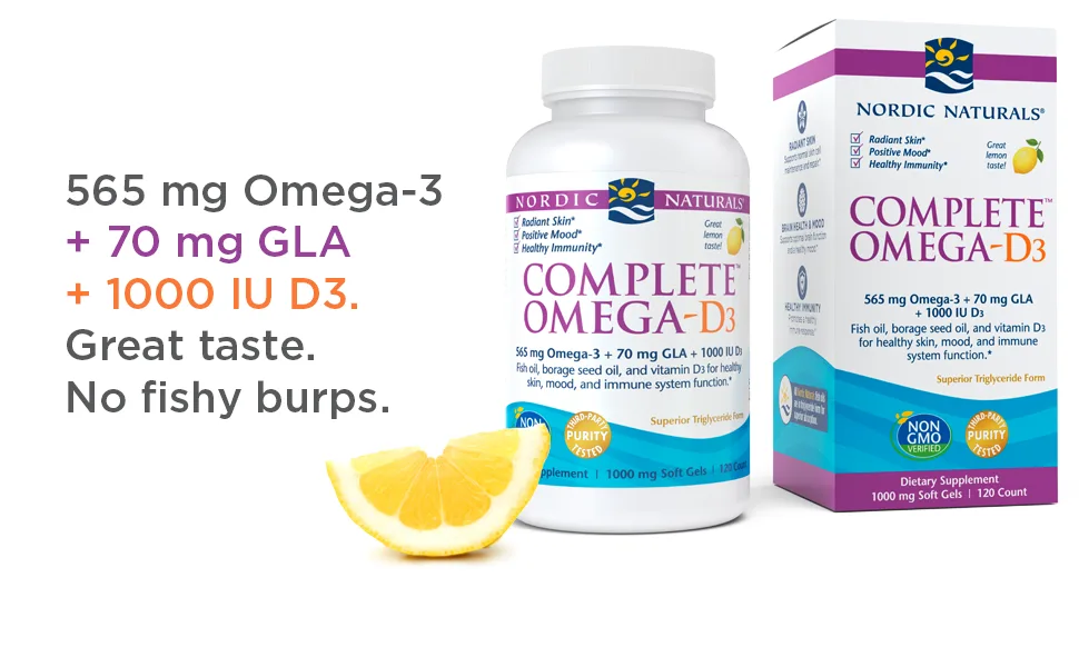 Nordic Naturals Complete Omega-D3 Lemon 1000 mg 120 Soft Gels - Complete Omega D3
