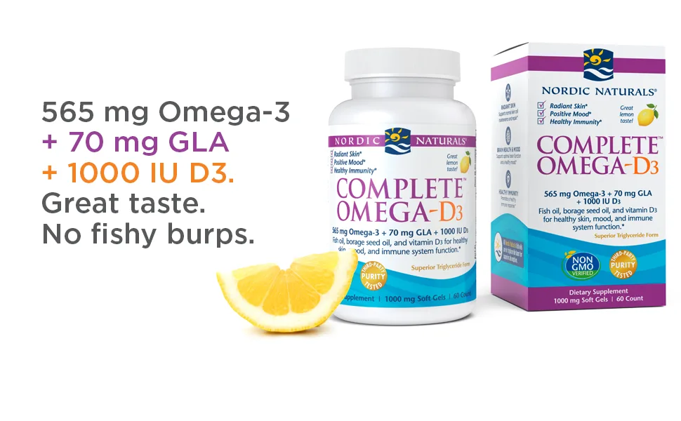 Nordic Naturals Complete Omega-D3 Lemon 1000 mg 60 Soft Gels - Complete Omega D3