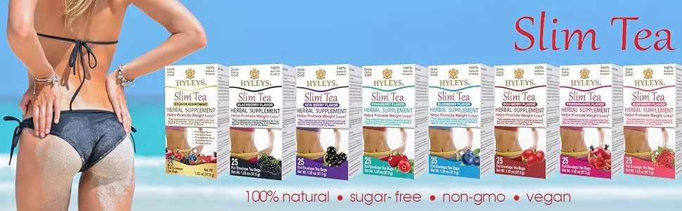 Hyleys Tea Slim Tea Assorted Tea Collections 42 Foil Envelope Tea Bags 0.05 oz (1.5 g) Each - Slim Tea, hyleys slimming tea, slimming tea, hyleys, diet tea