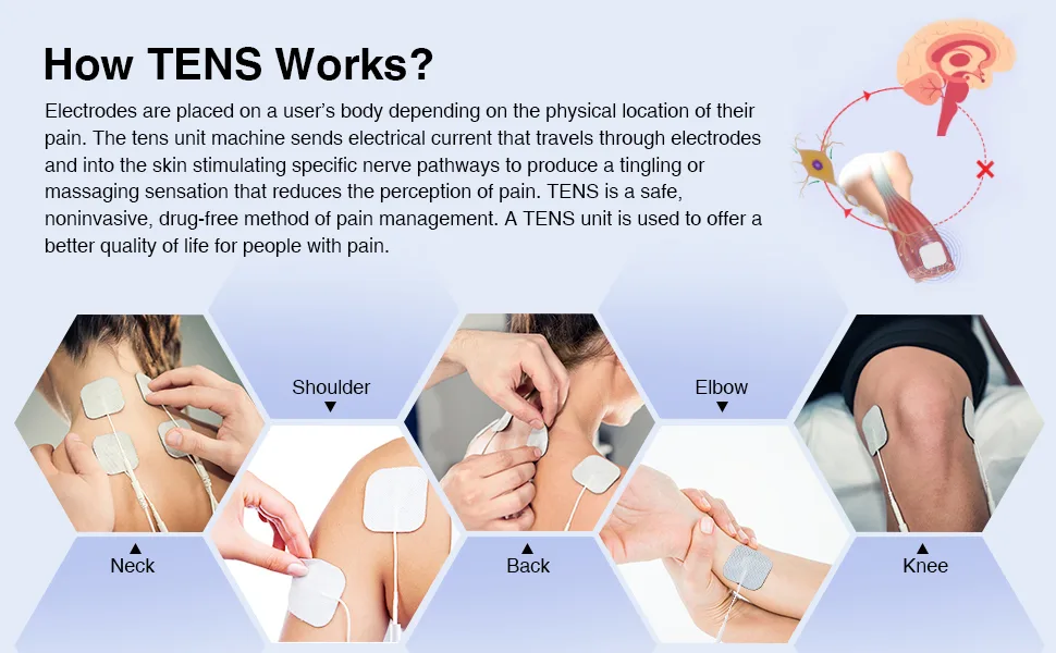 NURSAL TENS Unit Electronic Pulse Massager - Dark Black - tens machine for pain management dual channel tenze unit ems muscle stimulator