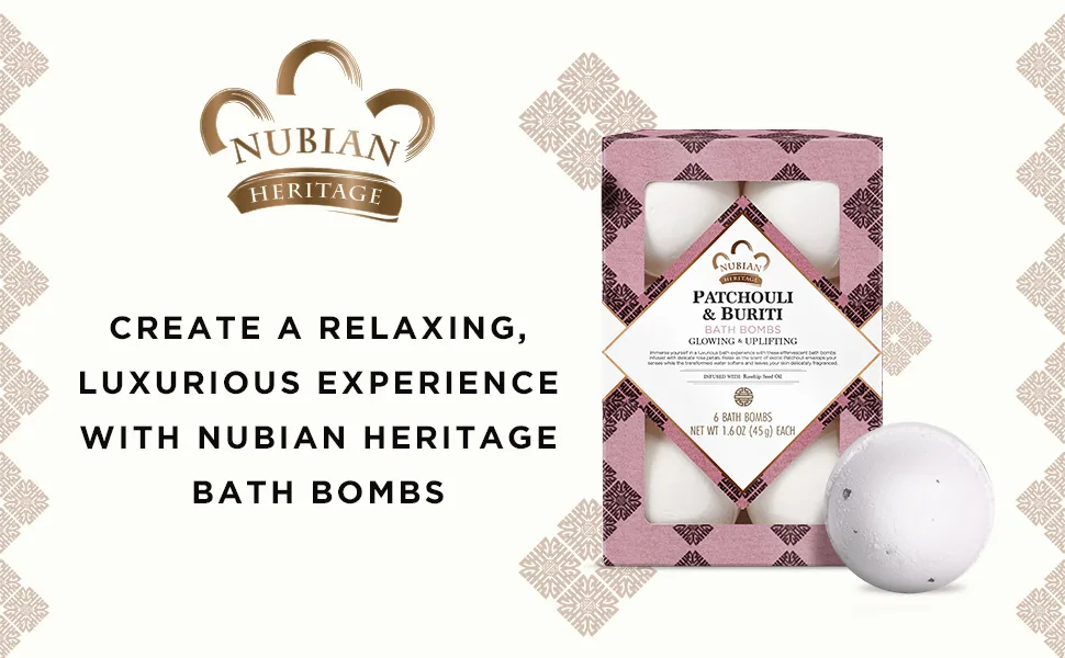 Nubian Heritage Patchouli & Buriti Bath Bombs 6 Bath Bombs 1.6 oz (45 g) Each - Bath bombs pack image