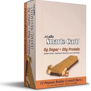 NuGo Nutrition Smarte Carb Bar Peanut Butter Crunch 12 Bars 1.76 oz (50 g) Each - product information 2
