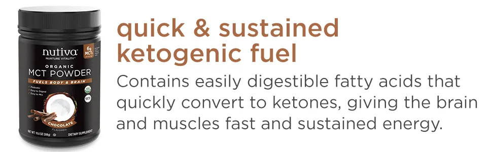 Nutiva Organic MCT Powder Chocolate 10.6 oz (300 g) - keto diet