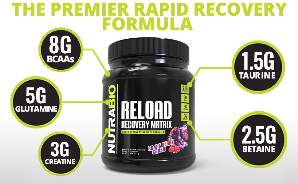 NutraBio Labs Reload Recovery Matrix Orange Mango 1.83 lb (829 g) - bcaa glutamine creatine taurine betaine