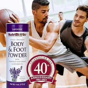 NutriBiotic Body & Foot Powder with Grapefruit Seed Extract & Lavender Oil Lavender 4 oz (113 g) - Body & Foot Powder, Lavender - Image