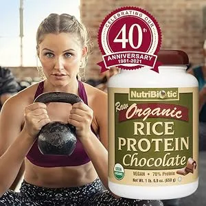 NutriBiotic Raw Organic Rice Protein Chocolate 1 lb 6.9 oz (650 g) - Organic Rice Protein - Chocolate - 3010 - image
