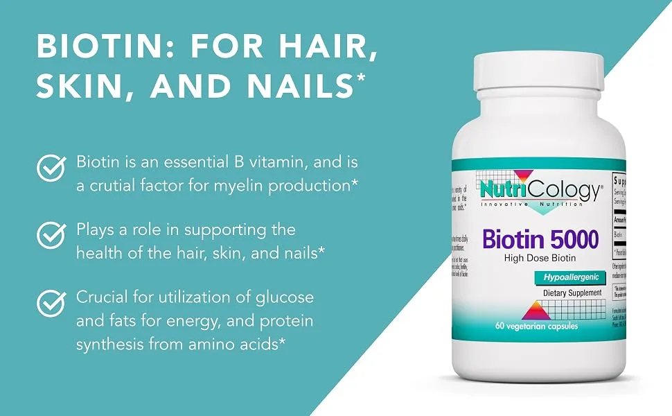 Nutricology Biotin 5000 60 Vegetarian Capsules - Nutricology 50350