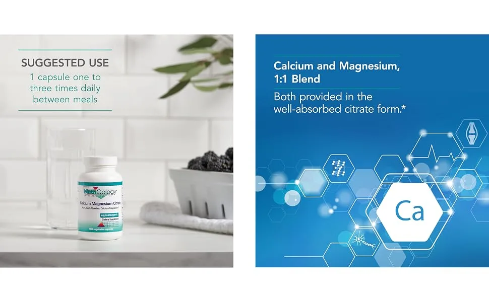 Nutricology Calcium Magnesium Citrate 100 Vegetarian Capsules - 51980