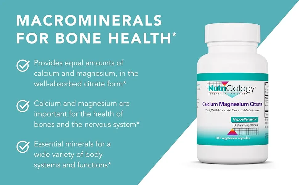 Nutricology Calcium Magnesium Citrate 100 Vegetarian Capsules - Nutricology 51980