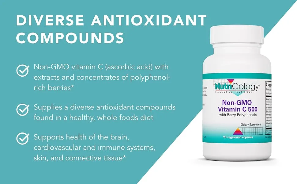 Nutricology Non-GMO Vitamin C 500  with Berry Polyphenols 90 Vegetarian Capsules - Nutricology 57620