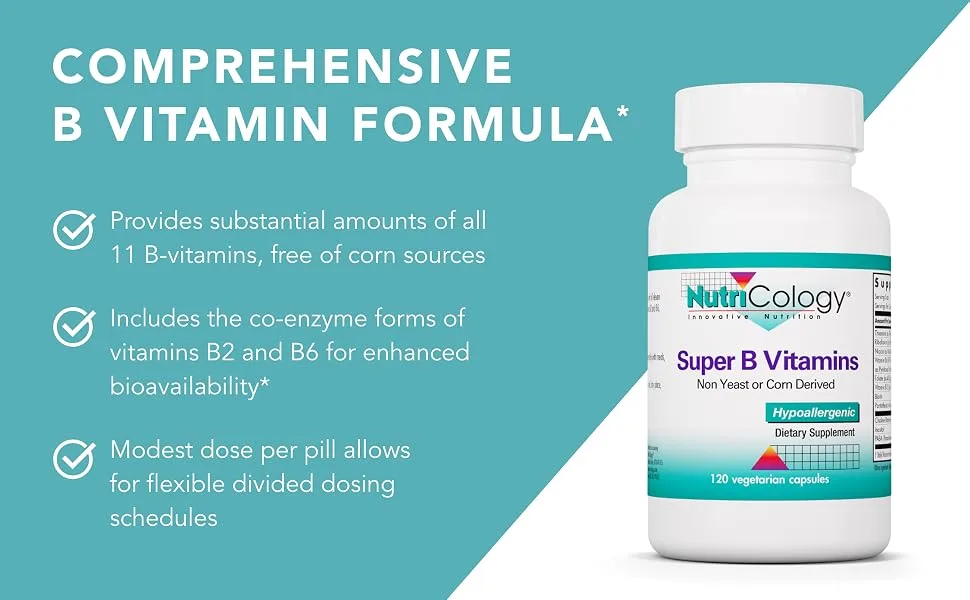 Nutricology Super B Vitamins 120 Vegetarian Capsules - Nutricology 50340