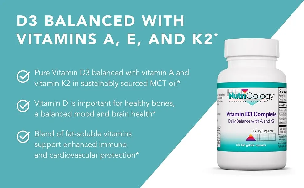 Nutricology Vitamin D3 Complete 120 Fish Gelatin Capsules - Nutricology 57240