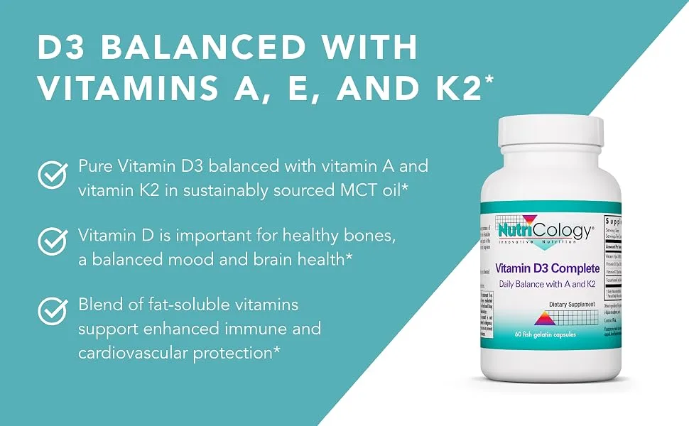 Nutricology Vitamin D3 Complete 60 Fish Gelatin Capsules - Nutricology 56380