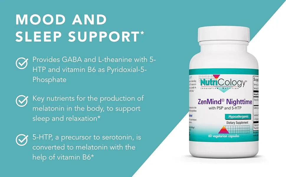 Nutricology ZenMind Nighttime with P5P and 5-HTP 60 Vegetarian Capsules - Nutricology 57360